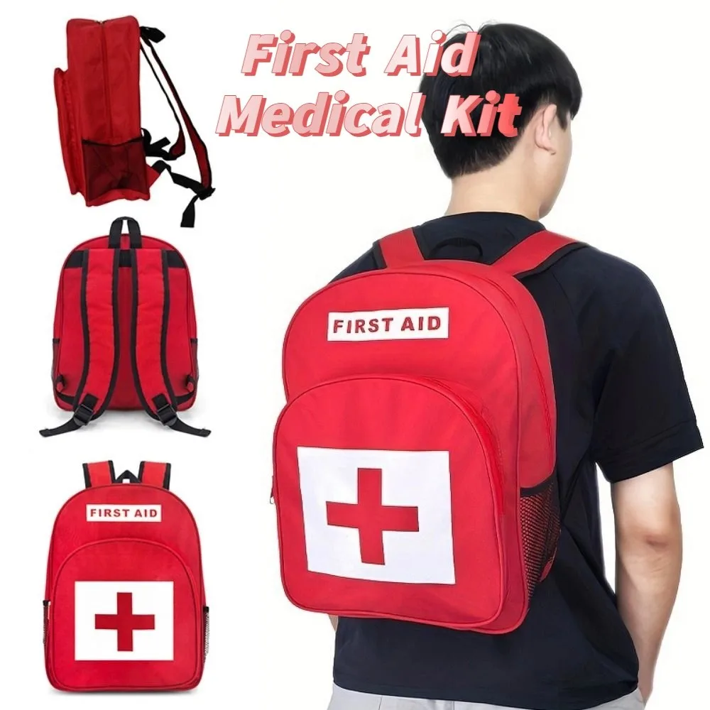 Empty Emergency Medicine Backpack Large Capacity Anti-Scratch Outdoor Rescue Bags Multi-Pocket Red First Responder Trauma Bags