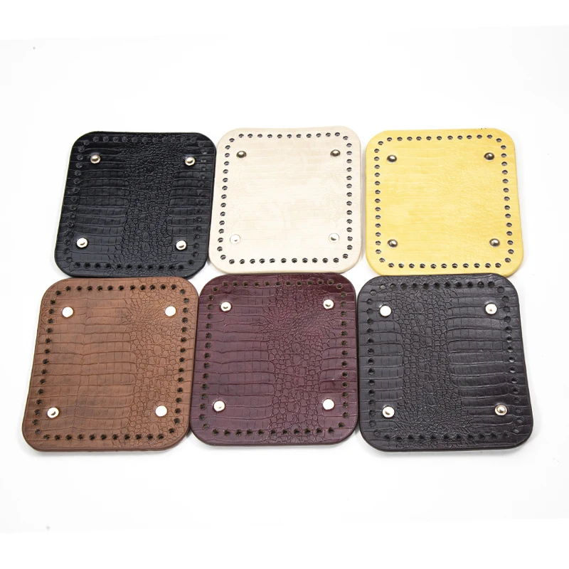 1 peça placa base de couro pu com padrão de crocodilo, acessório de base de bolsa tecido à mão