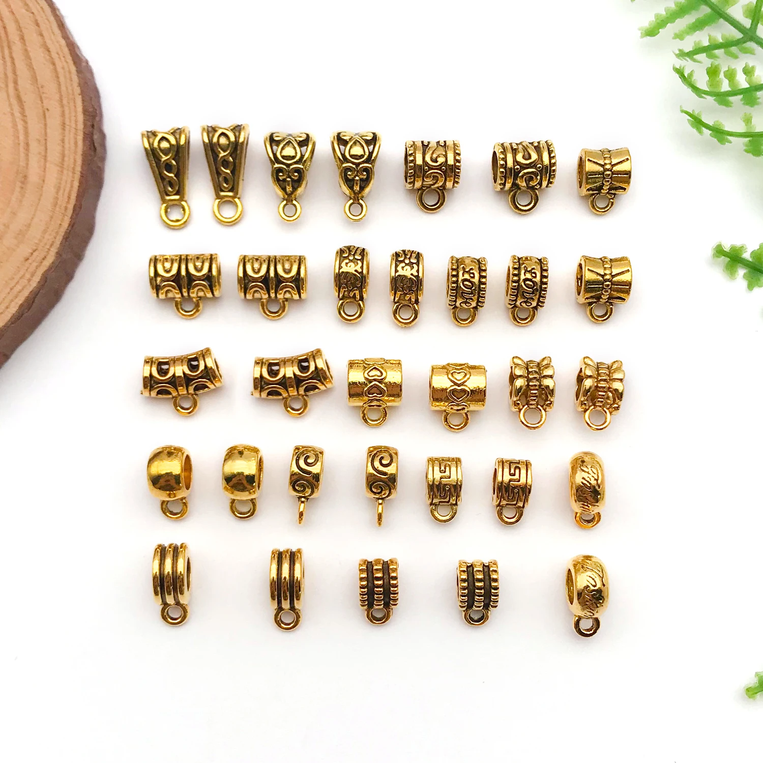 

30pcs antique gold plated hole three-way pendant, back to school earrings, necklace, bracelet accessories, Halloween accessories