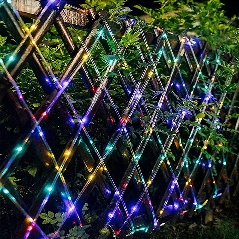 Solar Tube String Light Outdoor Waterproof 8 Modes Transparent Hose LED Lights For Garden Wedding Party Christmas Holiday