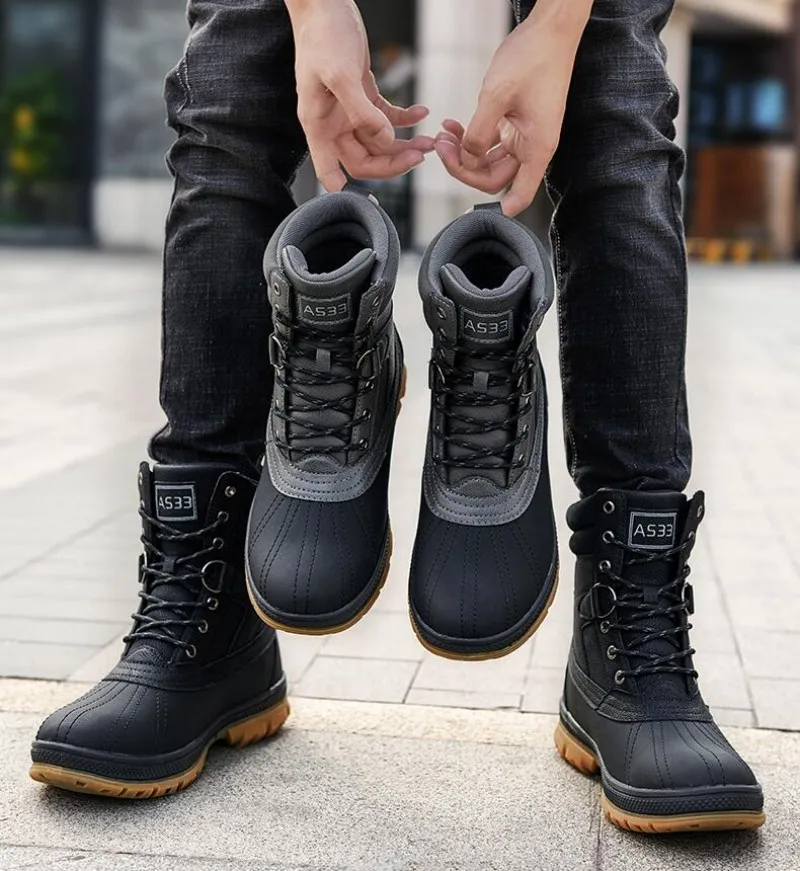 Plus Size 47 Outdoor Men Boots Winter Snow Boots for Men Training Work Boots Waterproof Slip-Resistant Keep Warm Winter Shoes