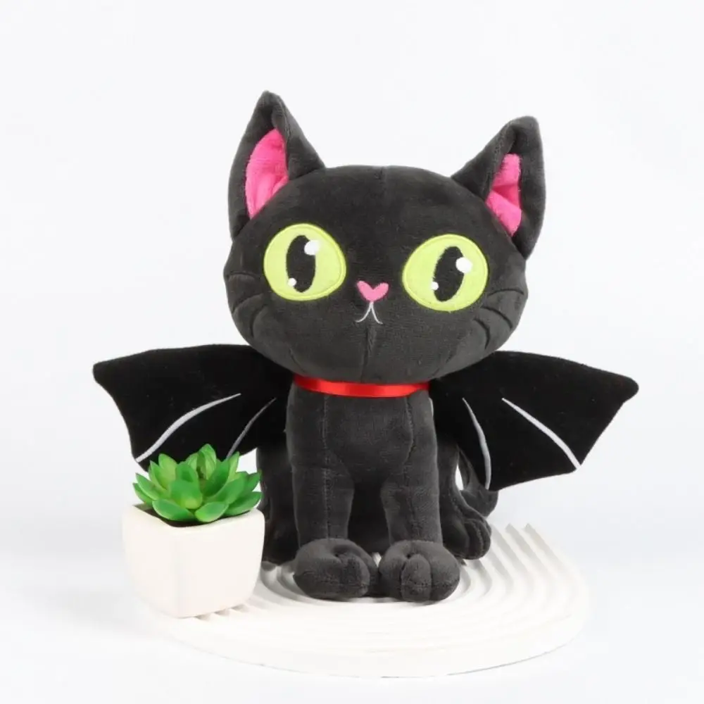 Batcat Halloween Bat Cat Plushies Big Eyes Sitting Posture Cartoon Bat Cat Plush Toy 28cm Funny Halloween Bat Plush Doll