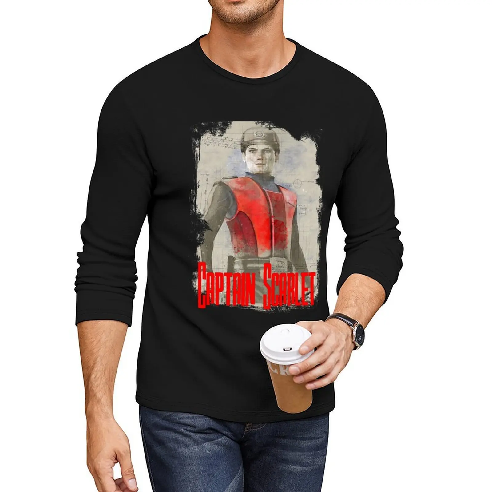 

Captain Scarlet The Mighty Hero Long T-Shirt customized t shirts new edition t shirt boys white t shirts sweat shirt shirt men