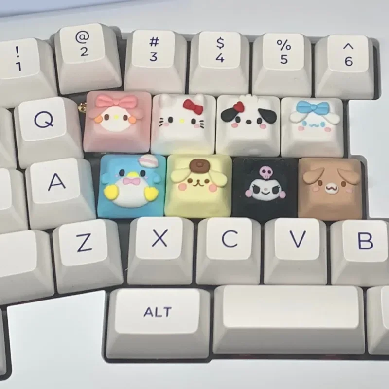 MINISO Sanrio Anime Kawaii Kuromi Keycaps Cartoon Style Mechanical Keyboard Key Caps Cute PBT Key Caps Keyboard Accessories