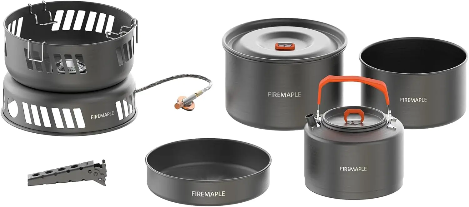 Versatile Outdoor Cooking Set – High-Efficiency 3KW Portable Stove with Aluminum, Stainless Steel & Copper Pots – Com