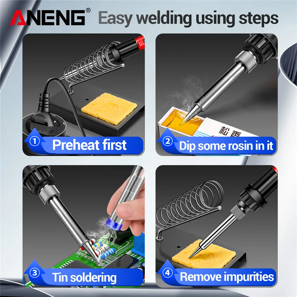 ANENG SL105 Digital Display Electric Soldering Iron,SL104 Knob‑Controlled 60W Adjustable Temperature Professional Electronic image 5