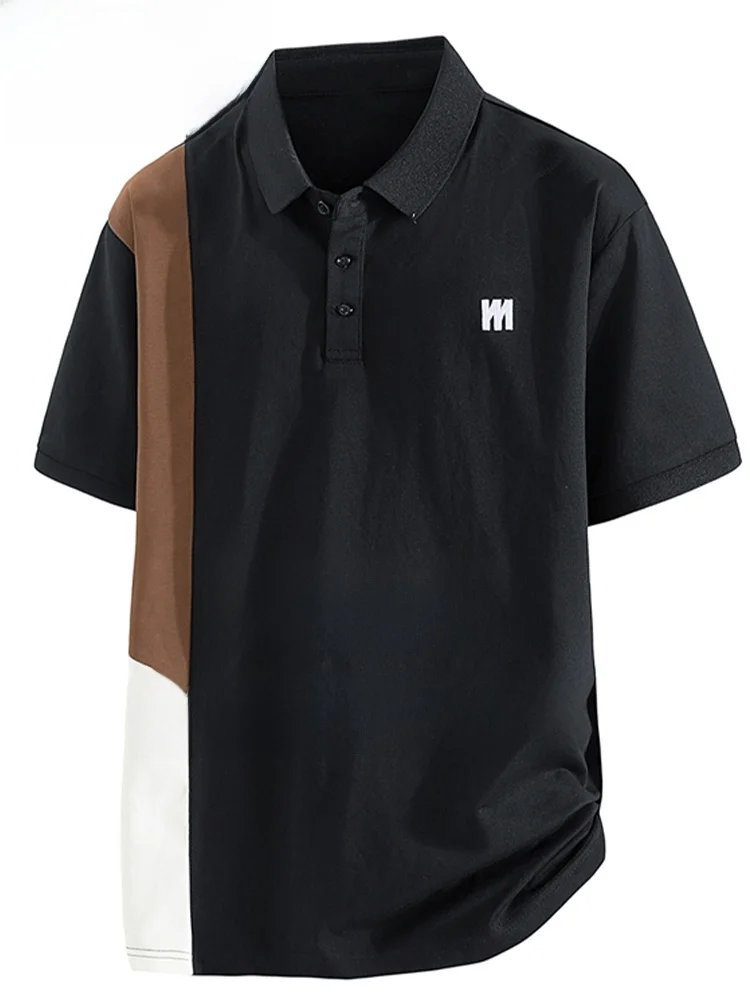 

Мужская летняя футболка MoChao большого размера с коротким рукавом, новая трендовая модель, брендовая, с цветными блоками, простая верхняя одежда