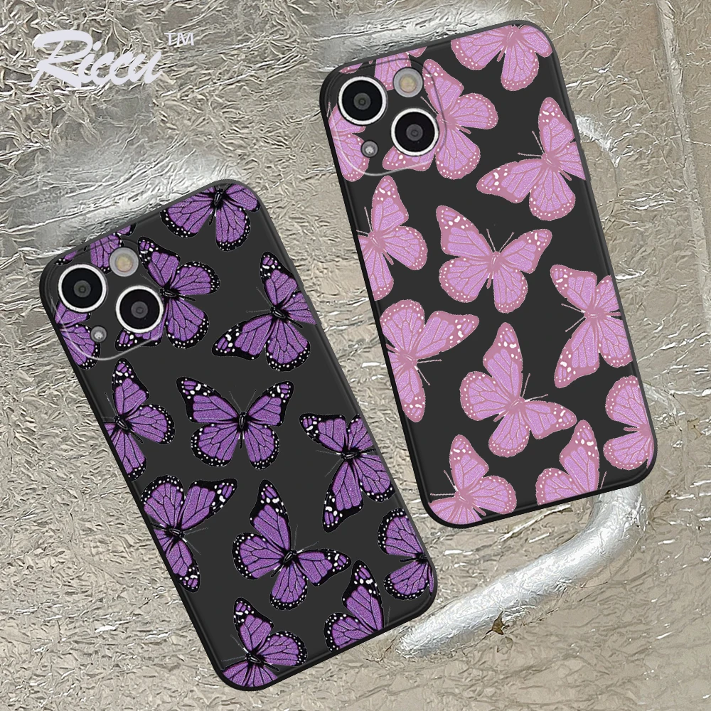 FOR IPhone 14 Cute 3D Relif Butterfly Soft Case for Iphone 14 11 12 Pro 8 7 Plus X 13 Pro MAX SE2020 XR XS RICCU Soft Covers