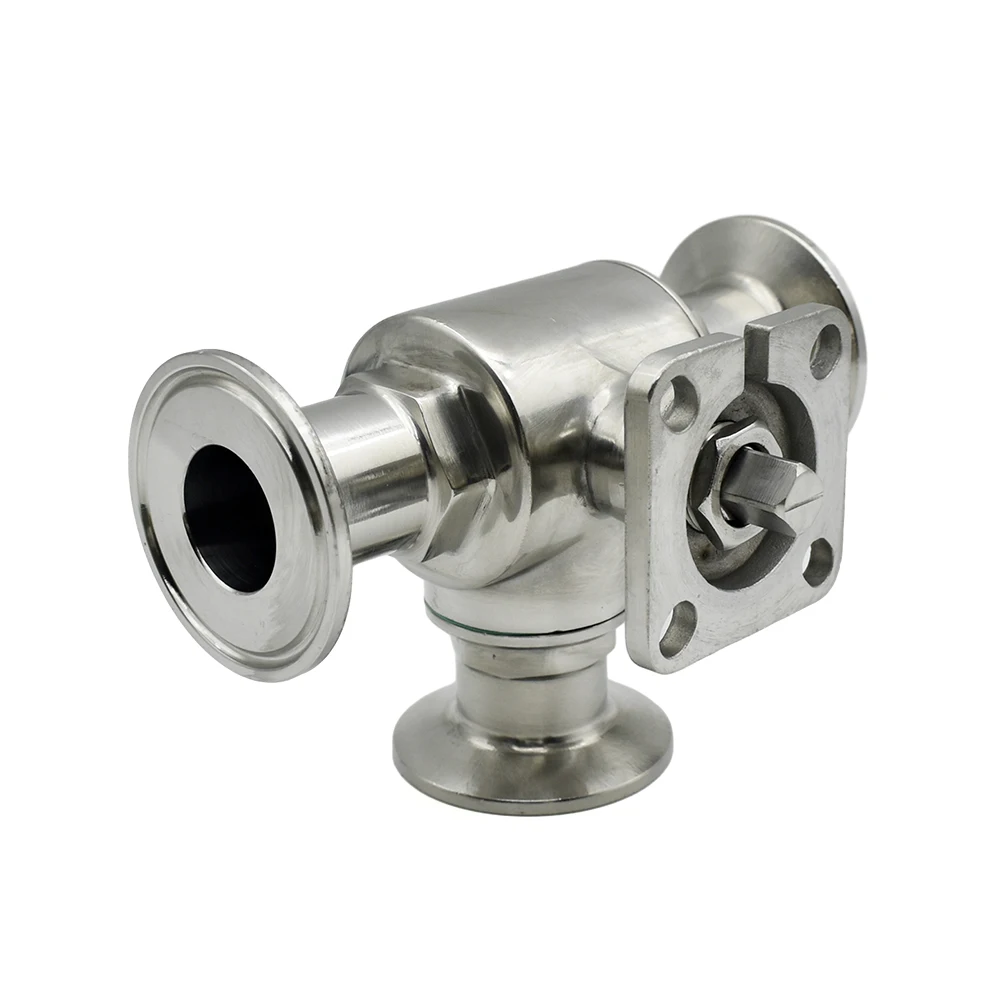 SS304 SS316 Stainless Steel Sanitary T Type L Type ball valve High Platform Clamp Type Fast-mounted  three-way Valve OD19mm-51mm