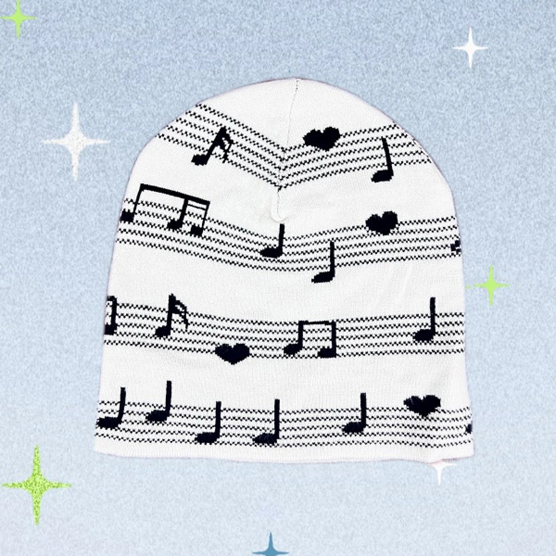 Harajuku Ins Style Gestrickter Hoodie Musikmuster Herbst- und Wintermode Y2k