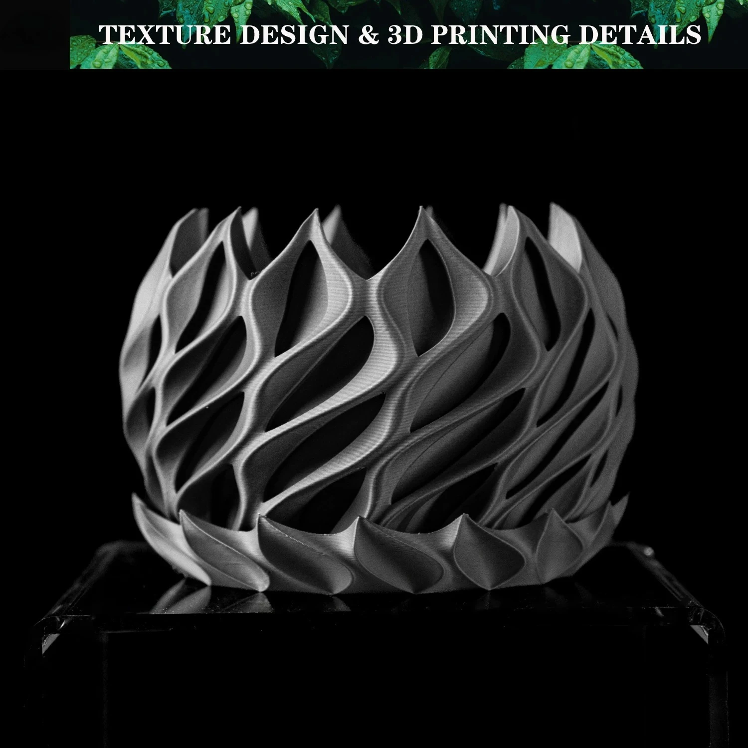 3D Printed Flower Pot  Biodegradable Texture Design - Modern Planters for Indoor Outdoor  Gardening Decor