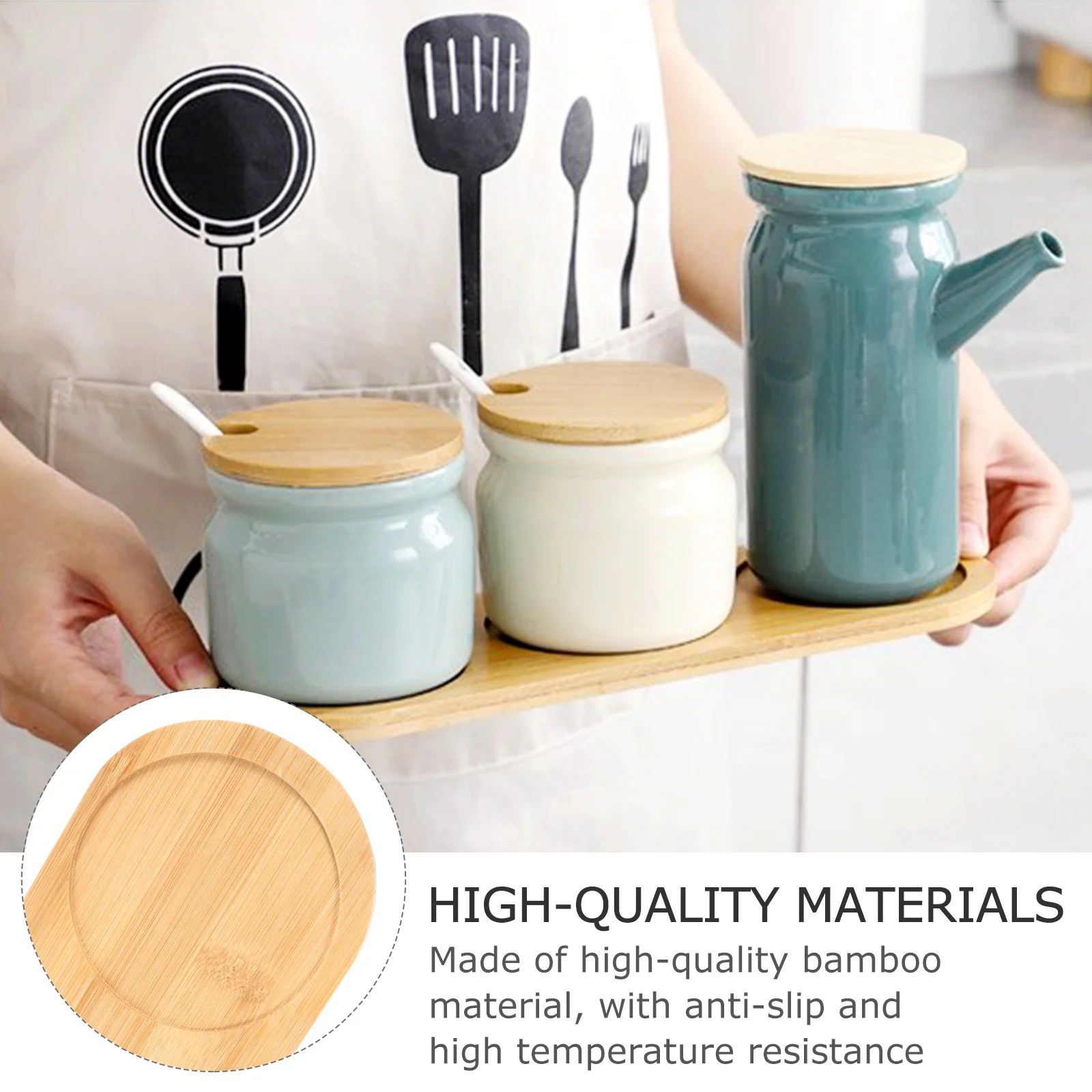 

2 pcs Bamboo Coasters Premium Tea Cup Cushion Storage Tray For Seasoning Jars Glasses Tabletop Protection Household Cup Mat