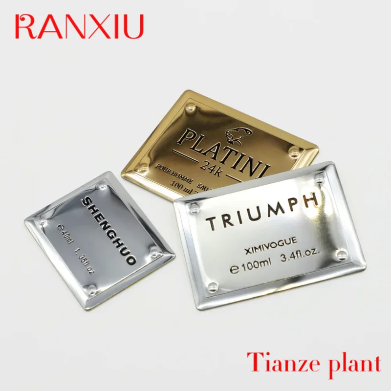 Custom Custom logo maker metal label perfume bottle square plate logo aluminum handbag sticker decorative accessories nameplate