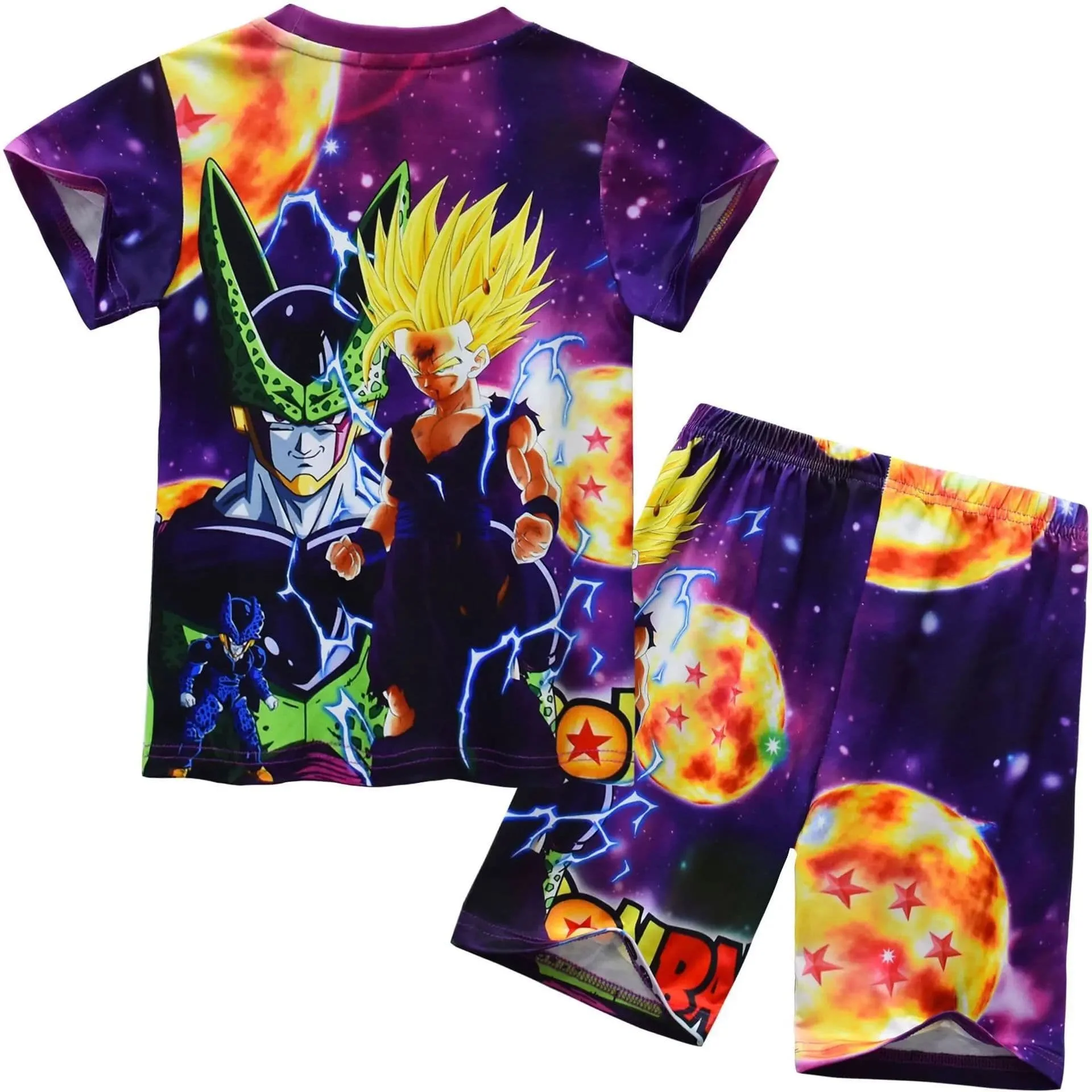Adult and Children Dragon Ball Fans Rejoice! Goku / Vegeta 3D Printed Short-sleeve Set, Transform Into Super Saiyan view 3