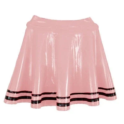 

100% Latex Rubber Women Sexy Mini fluffy skirt Pink and Black Size XS-XXL