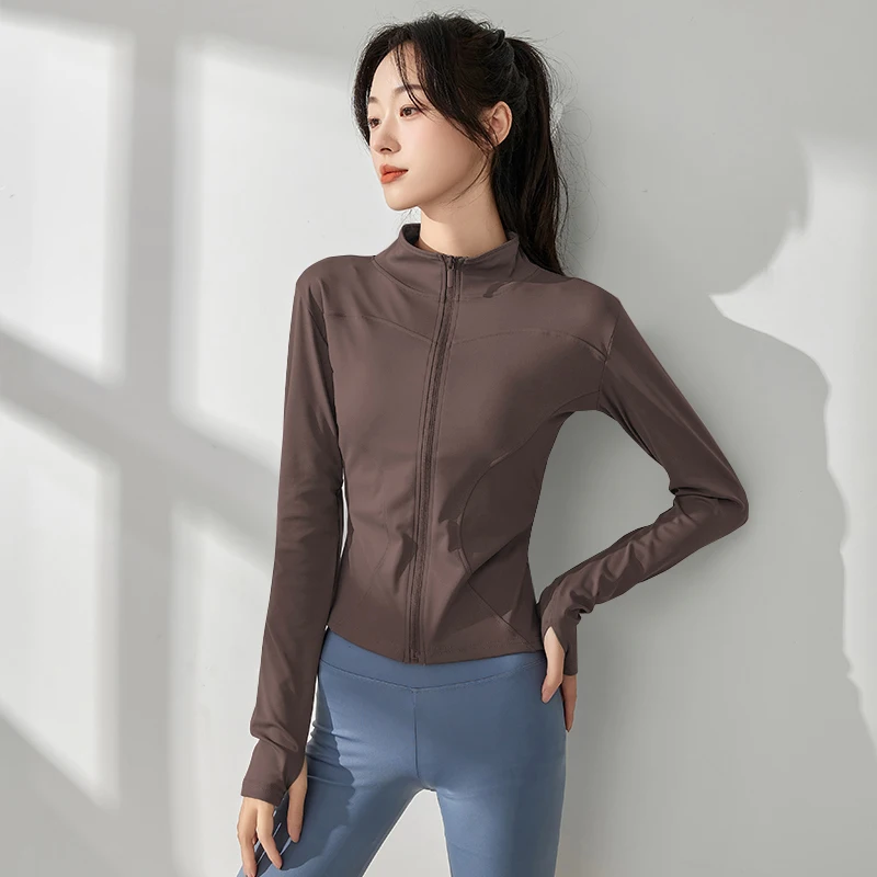 

Женская сексуальная узкая стильная дышащая быстросохнущая утягивающая куртка для йоги