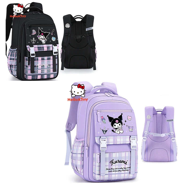 Miniso Kuromi Teenage Schoolgirl Schoolbag Primary Student Grade 3-6 Pupil Large Capacity School Bag Girls Cartoon Backpack Gift