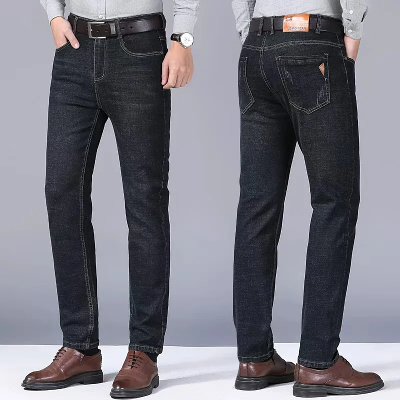 

2025 New Business Men's Jeans Casual Comfortable Straight Stretch Fashion Classic Premium Blue Black Denim Pants Large Pants