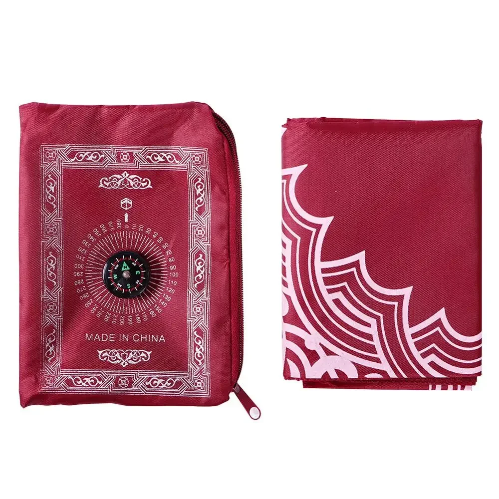 New Arrival 100x60cm Portable Prayer Rug with Compass Kneeling Poly Mat for Muslim Islam Waterproof Prayer Mat Carpet With Bag