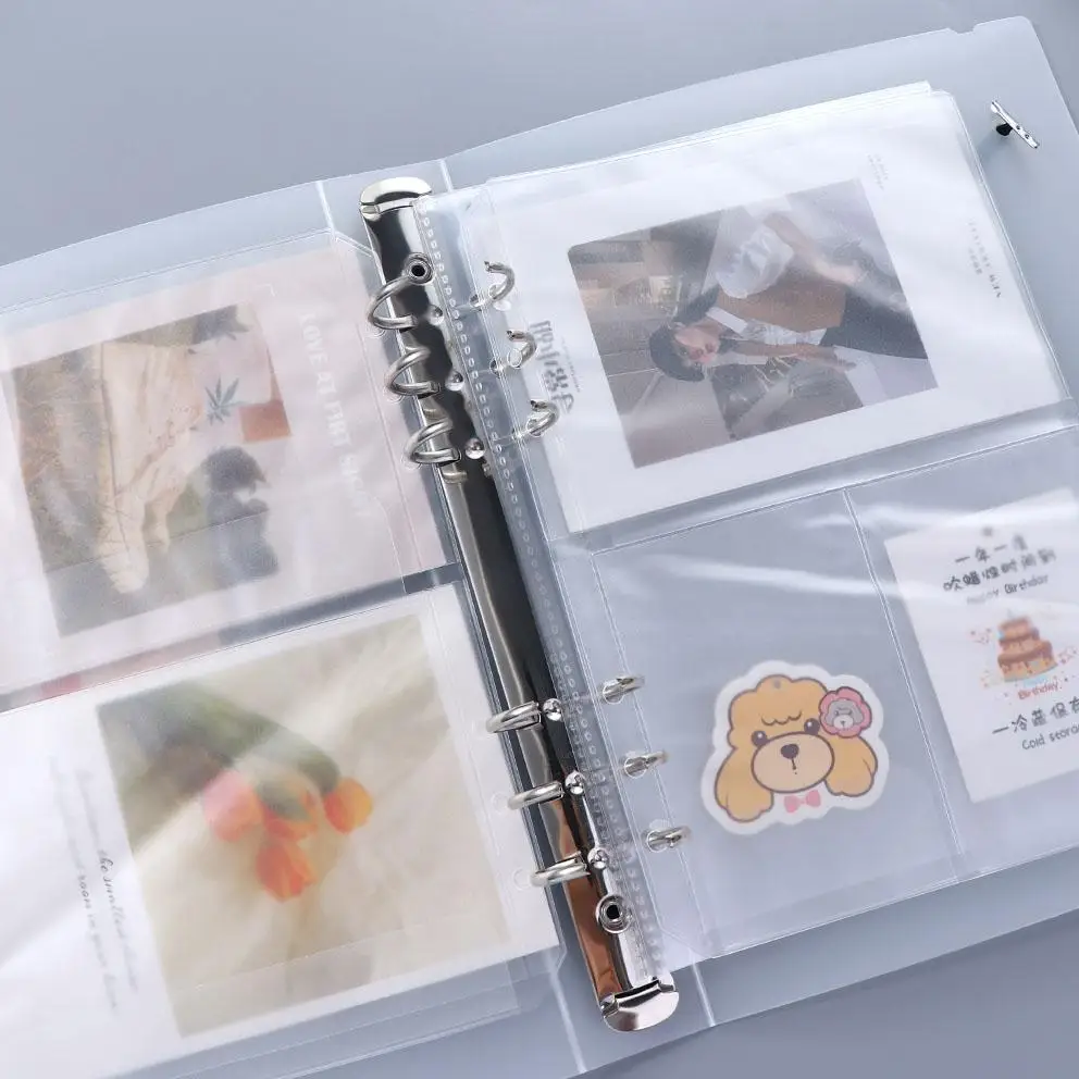 A5 A6 Size 6 Holes Ticket Card Organizer Bag with Flap Binder Pockets Binder Zipper Folders Loose Leaf Bags Notebook Binder