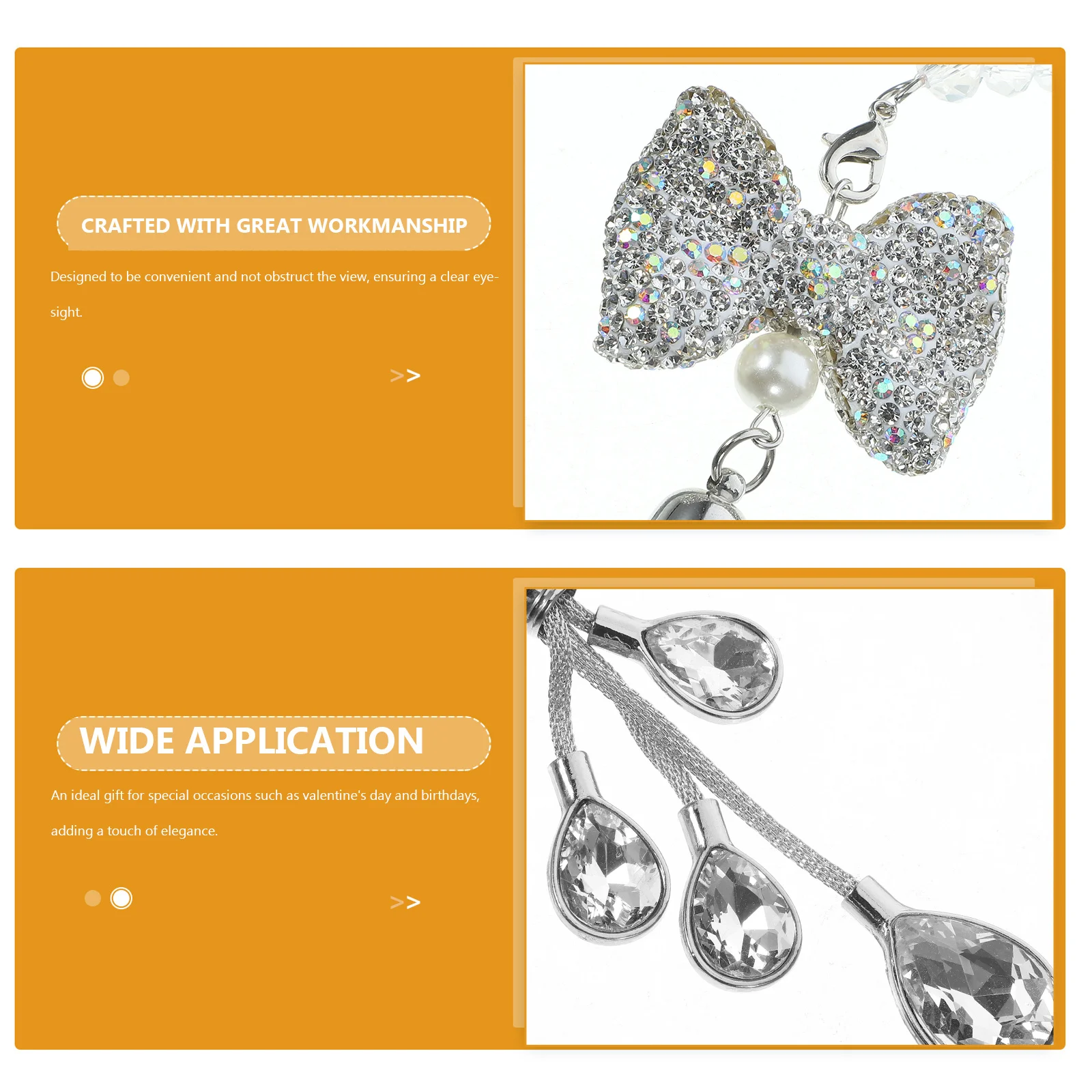 

Rear View Mirror Hanging Ornament Car Pendant Water Drop Bowknot Alloy Rhinestone Car Hanging Decoration Stylish Rear View