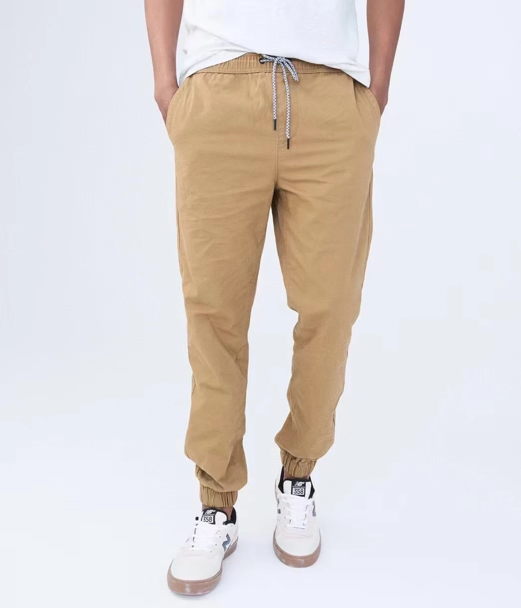 fenggejiwo casual pants for men, elastic pants made of pure cotton fabric, and drawstring pants