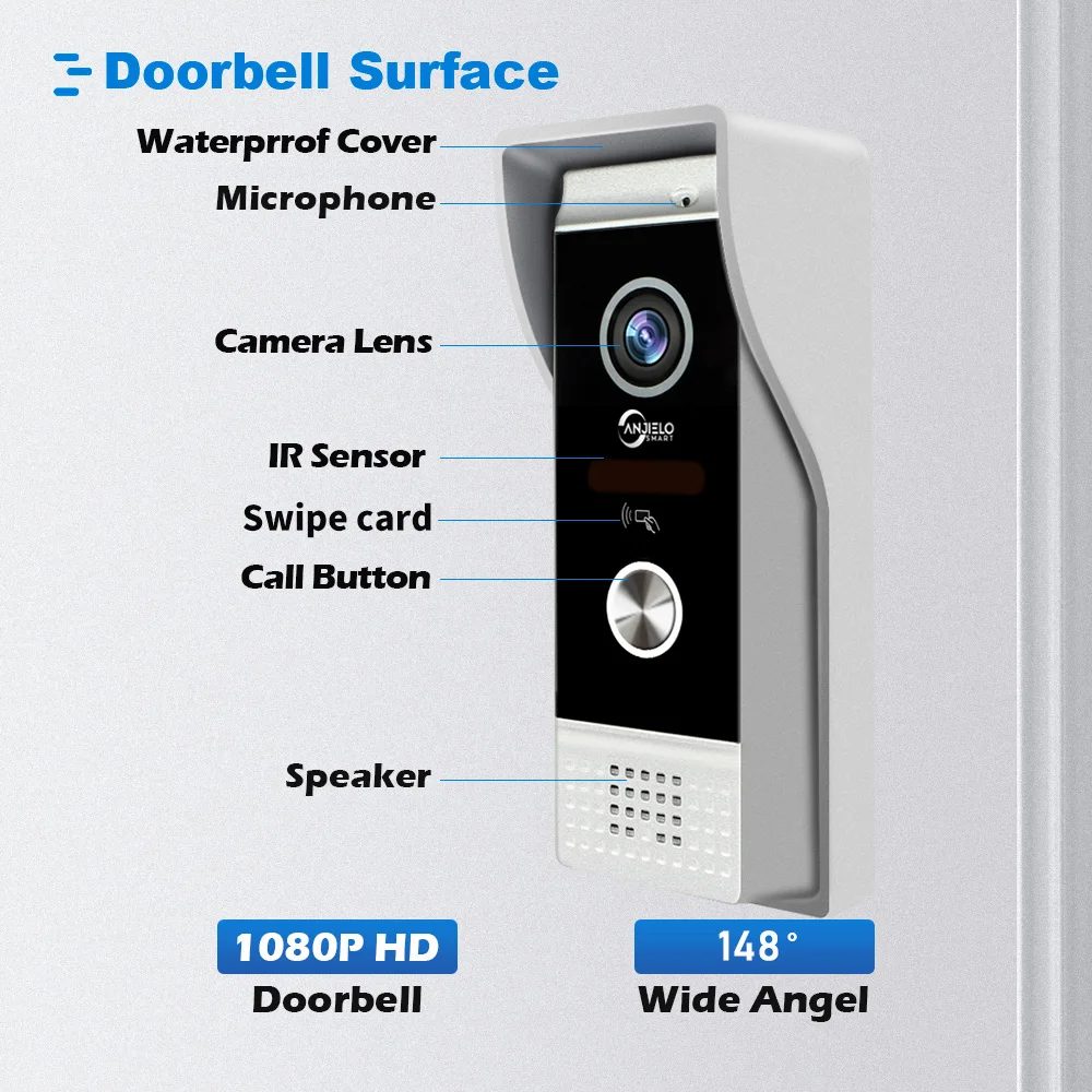 TUYA-visiophone intelligent sans fil, interphone vidéo, système de contrôle d'accès RFID pour villa et appartement, Wi-Fi, 2AJVideo, 7/10 pouces