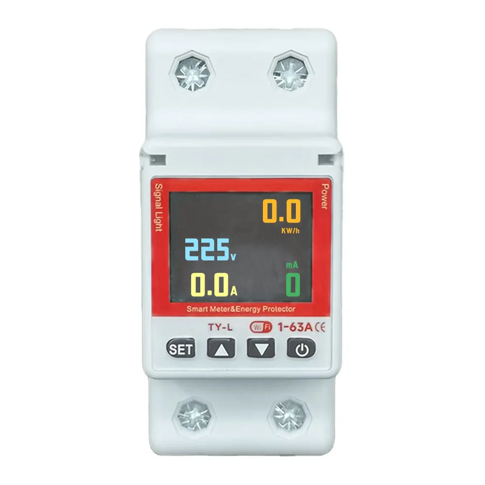 5pcs New Arrival Wireless Connectivity Smart Energy Meter Multifunctional Protector Colorful Display Over UnderVoltage Protector