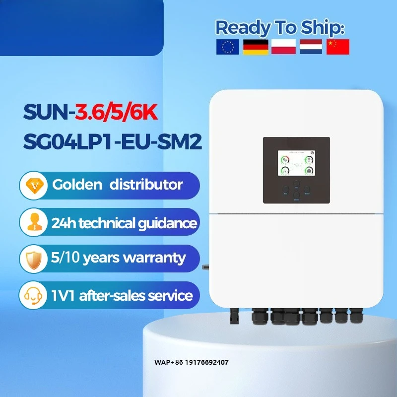 

Deye SUN-3.6/5/6K-SG04LP1-EU-SM2 Hybrid Solar Inverter 3kw 5kw 6kw Single Phase Wifi IP65 Energy Storage Hybrid Inverters