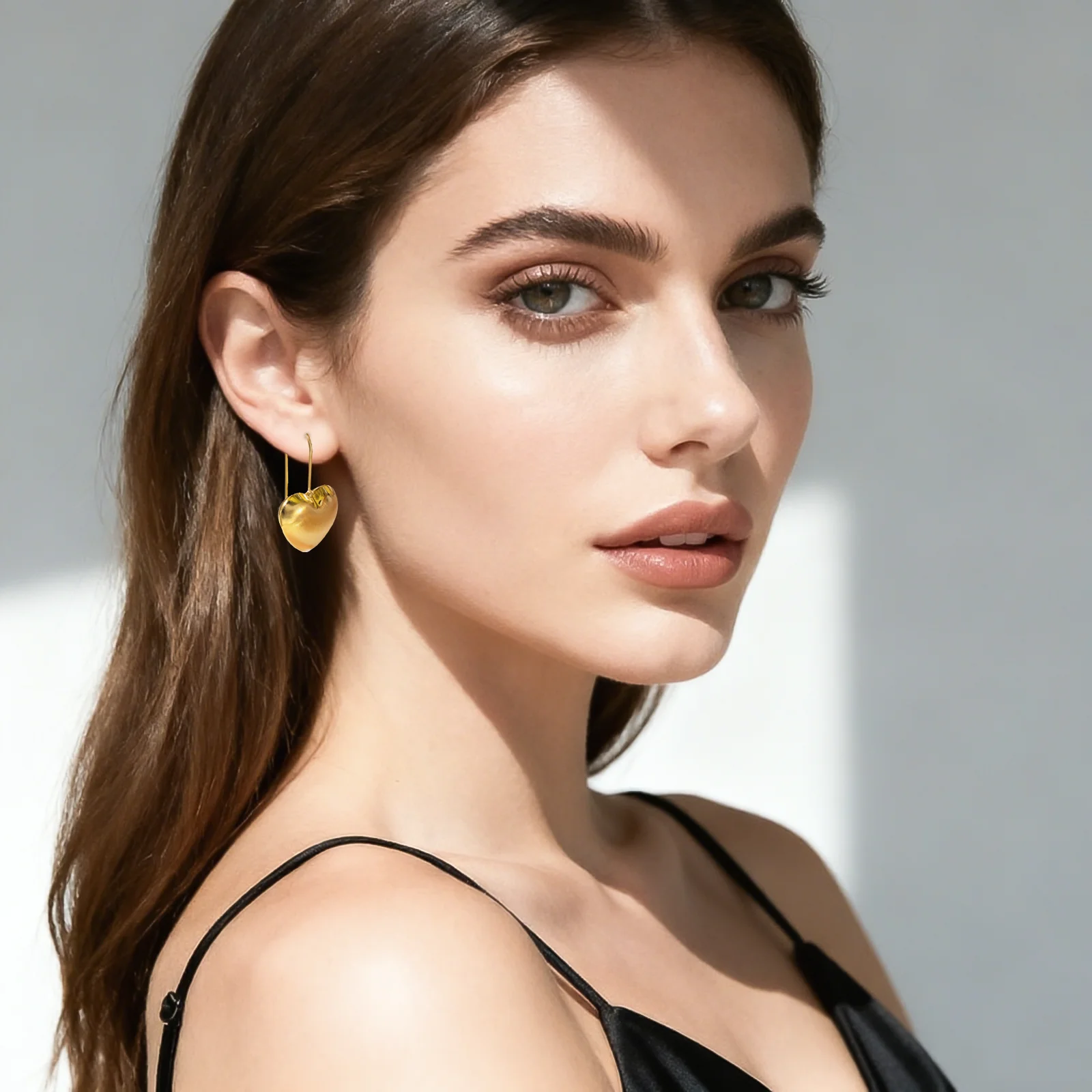 

YTJX 18K Gold Plated Heart Drop Earrings Women Hight Quality Korean Style Piercing Earring Birthday Party Jewelry 2025 New