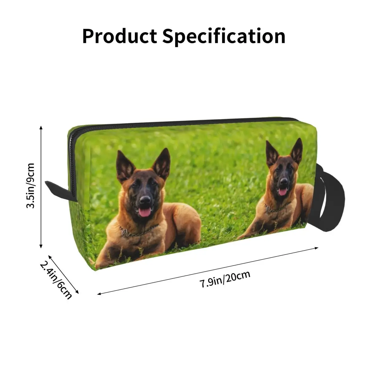 Belgian Shepherd Dog Malinois Makeup Bag Cosmetic Organizer Toiletry Cosmetic Bag for Women Beauty Travel Pencil Case