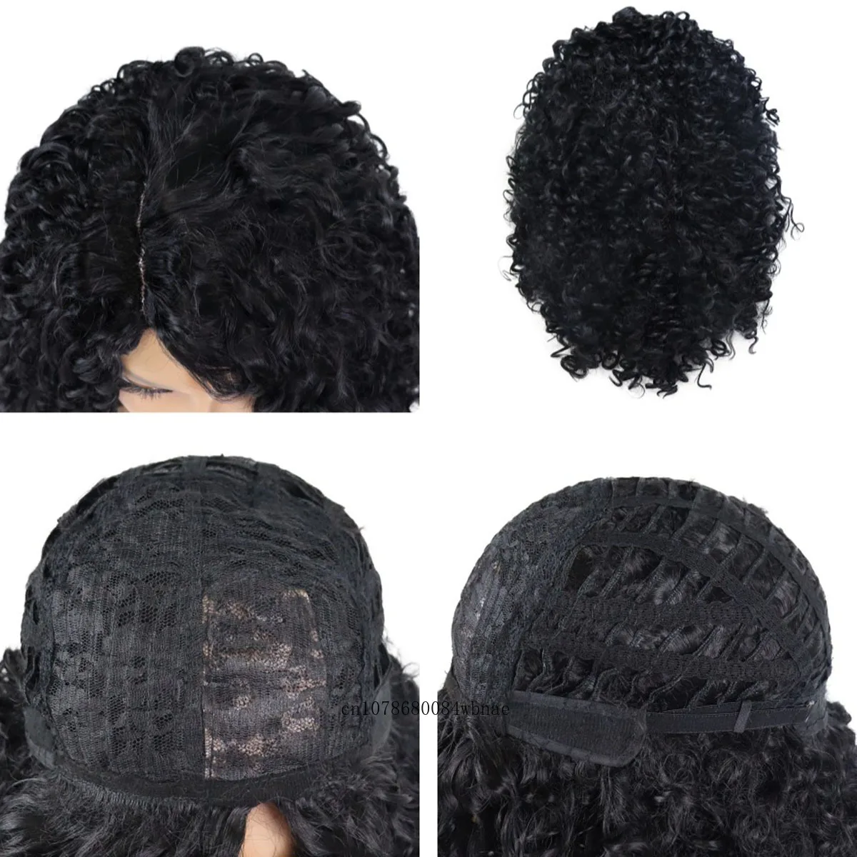 Sintético 23 Polegada parte média longo encaracolado perucas para preto feminino solto onda profunda peruca natural crimpes cachos perucas de substituição de cabelo