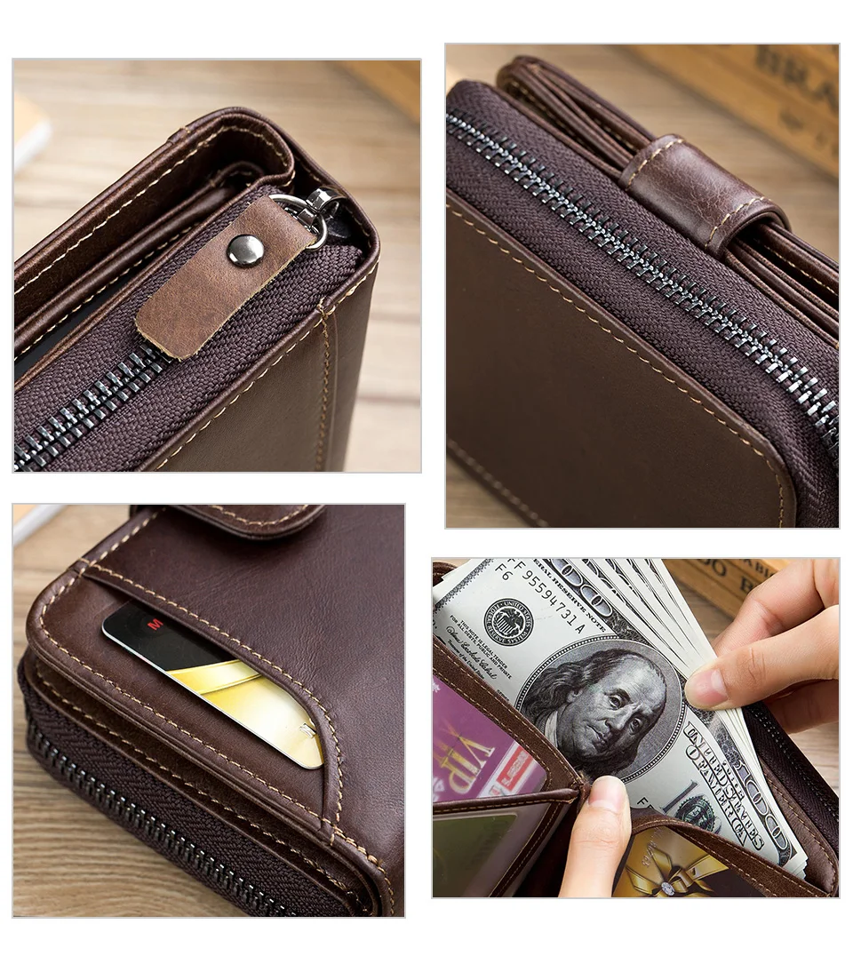 BULLCAPTAIN Business Männer Geldbörse Aus Echtem Leder Geldbörse Multi-Funktion Visitenkarte Halter Kleine Karte Box Leder Geldbörse Mann – Detail 14