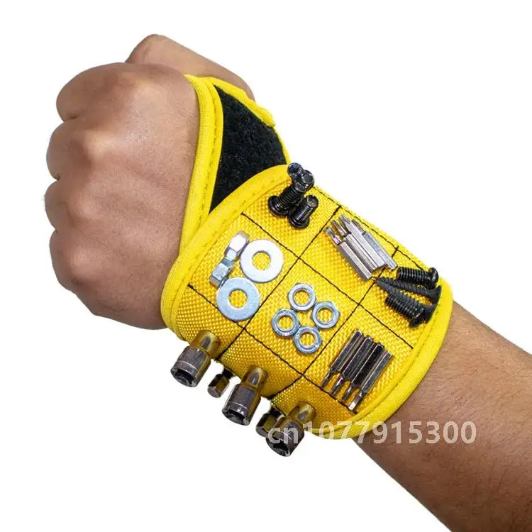 Magnetic Wristband with Strong Magnets Holds Nails 9 Magnetic Tools Magnetic Wrist Strap Adjustable Screw Suction Convenient Bag