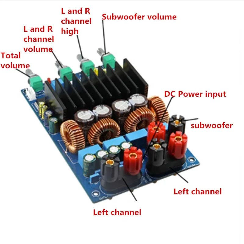 DC20-48V 2*300 Вт + 150 Вт TAS5630 2,1-канальный HIFI сабвуфер с тяжелыми басами класса D, плата цифрового аудиоусилителя