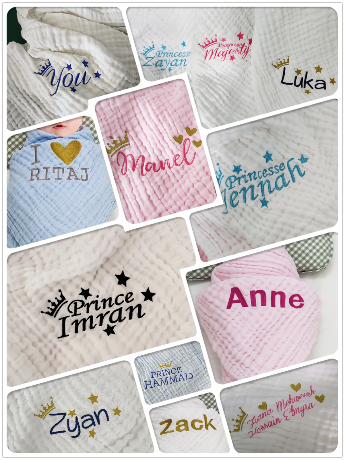 Mr.Wr Name Personalized Muslin Baby Receiving Blanket Infant Kids Cotton Swaddle Wrap Birthday Gift For Newborn Baby Girl Boy