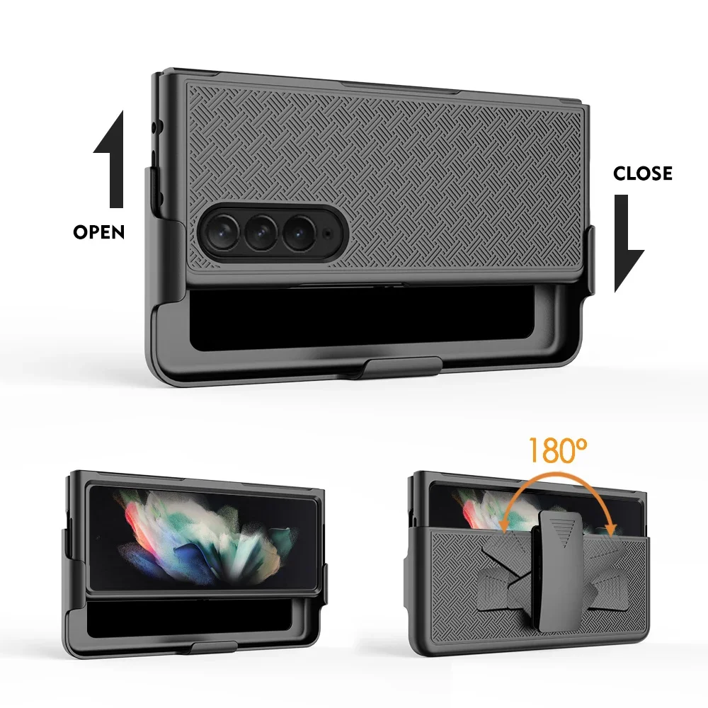 Shockproof Belt Clip Holster Protective Case for Samsung Galaxy Z Fold 4 5 Fold5 Fold4 Fold3 Fold 3 Zfold4 Hard Phone Bag Cases