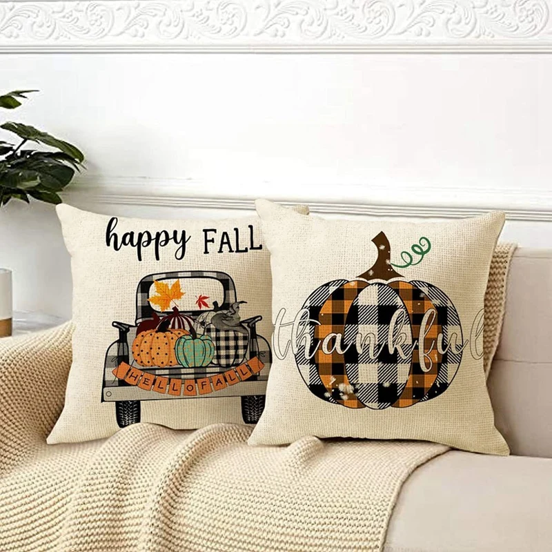 Fall Decorative Pillow Covers 18X18,Throw Pillows Autumn Cushion Cases For Couch Outdoor Farmhouse Home Decor