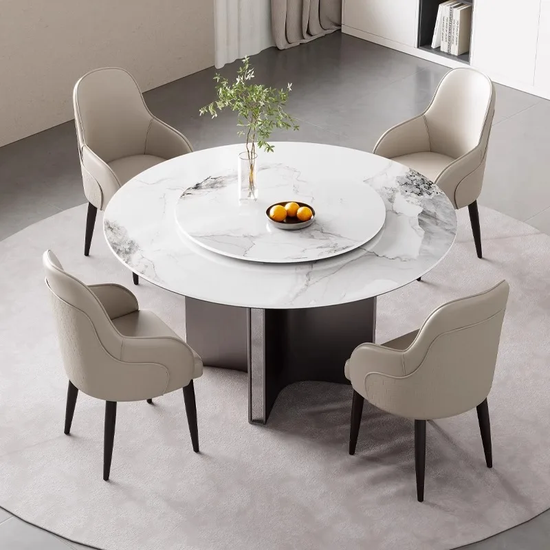 

Round, slate, dining table, modern, minimalist, round table, Italian, minimalist, light luxury