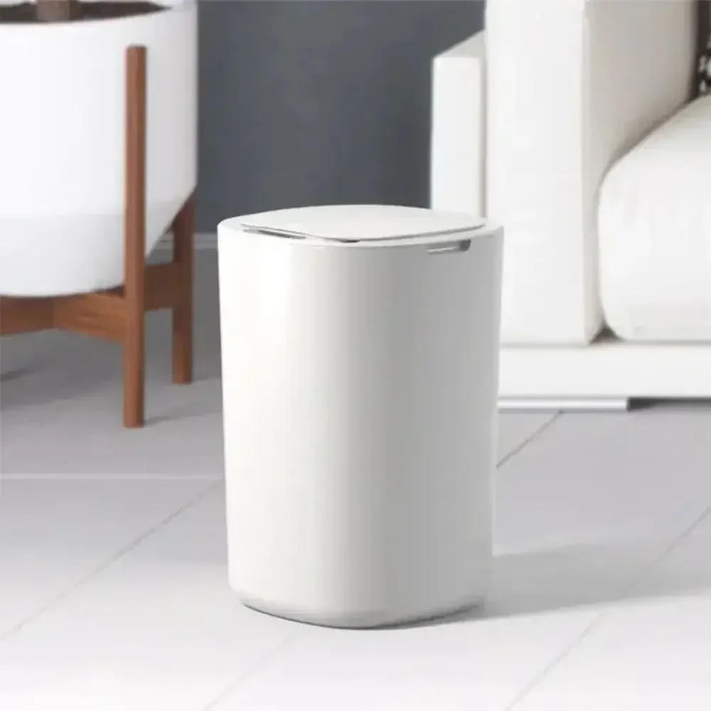 Smart Sensing Trash Can Automatic White Trash Can Kitchen Bathroom Waterproof 12L Electric Trash Can Trash Bin  Kitchen