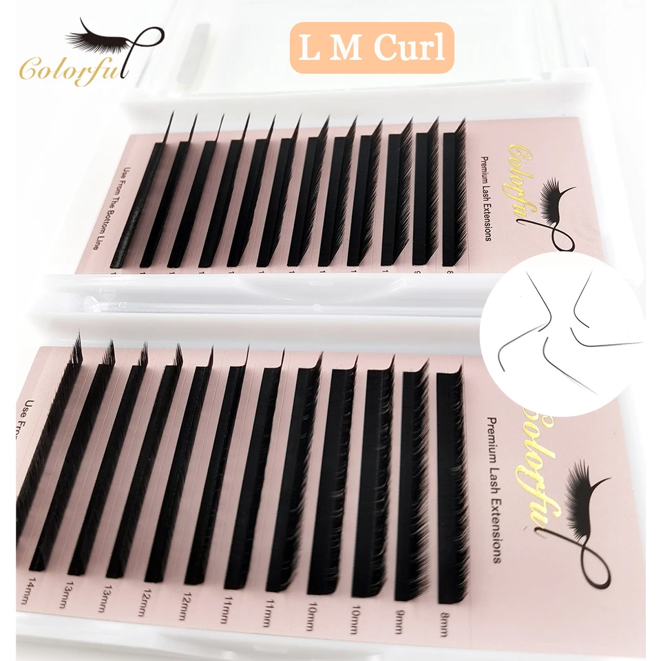 Colorful L M Curl Individual Eyelash Extention Short/Long Lash Matte Black Faux Mink Russian Volume Lash Supplies Bottom Eyelash