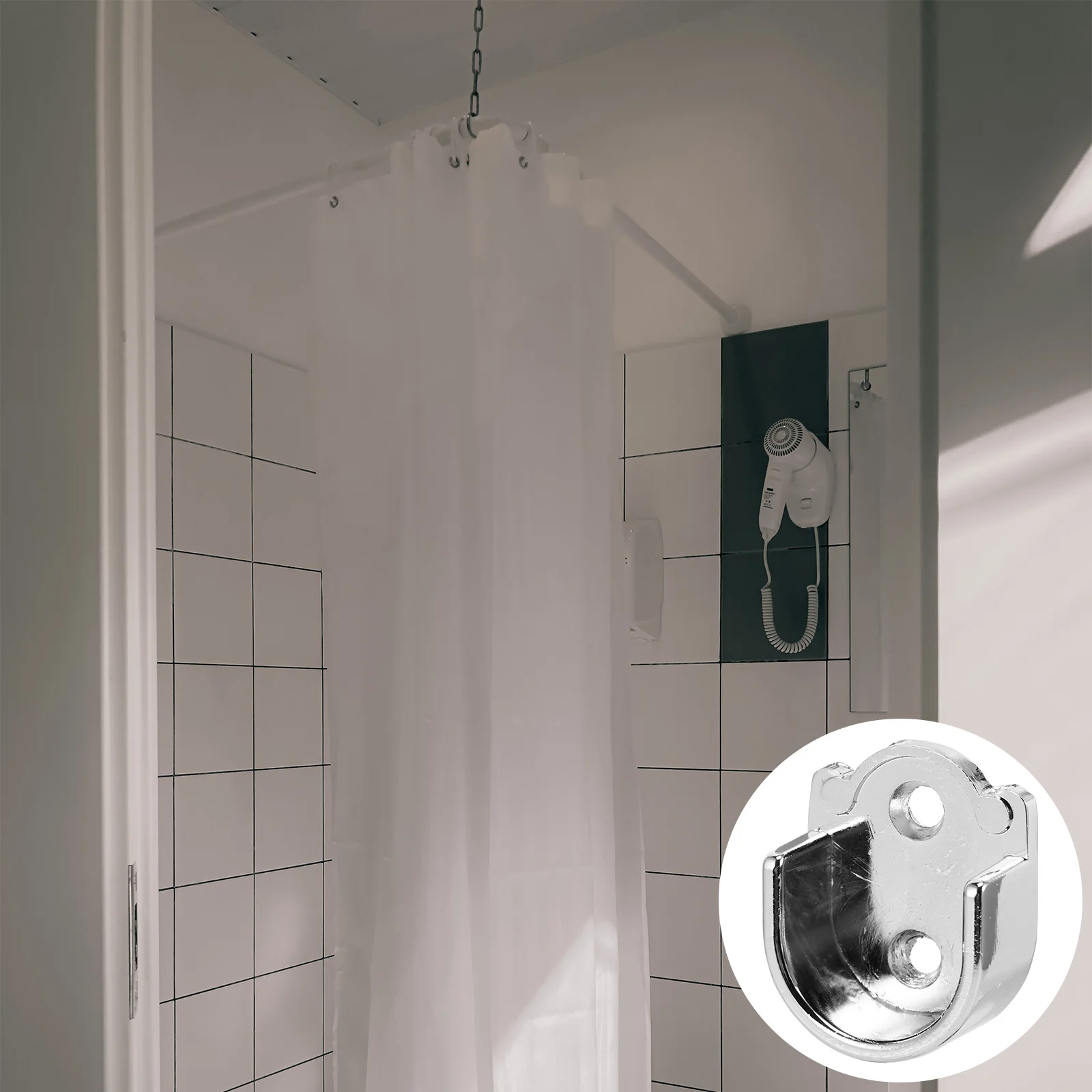 

4Pcs Zinc Alloy Shower Curtain Rod Holder U Shaped Socket Closet Rod Support Bathroom Universal Wall Mount Holder
