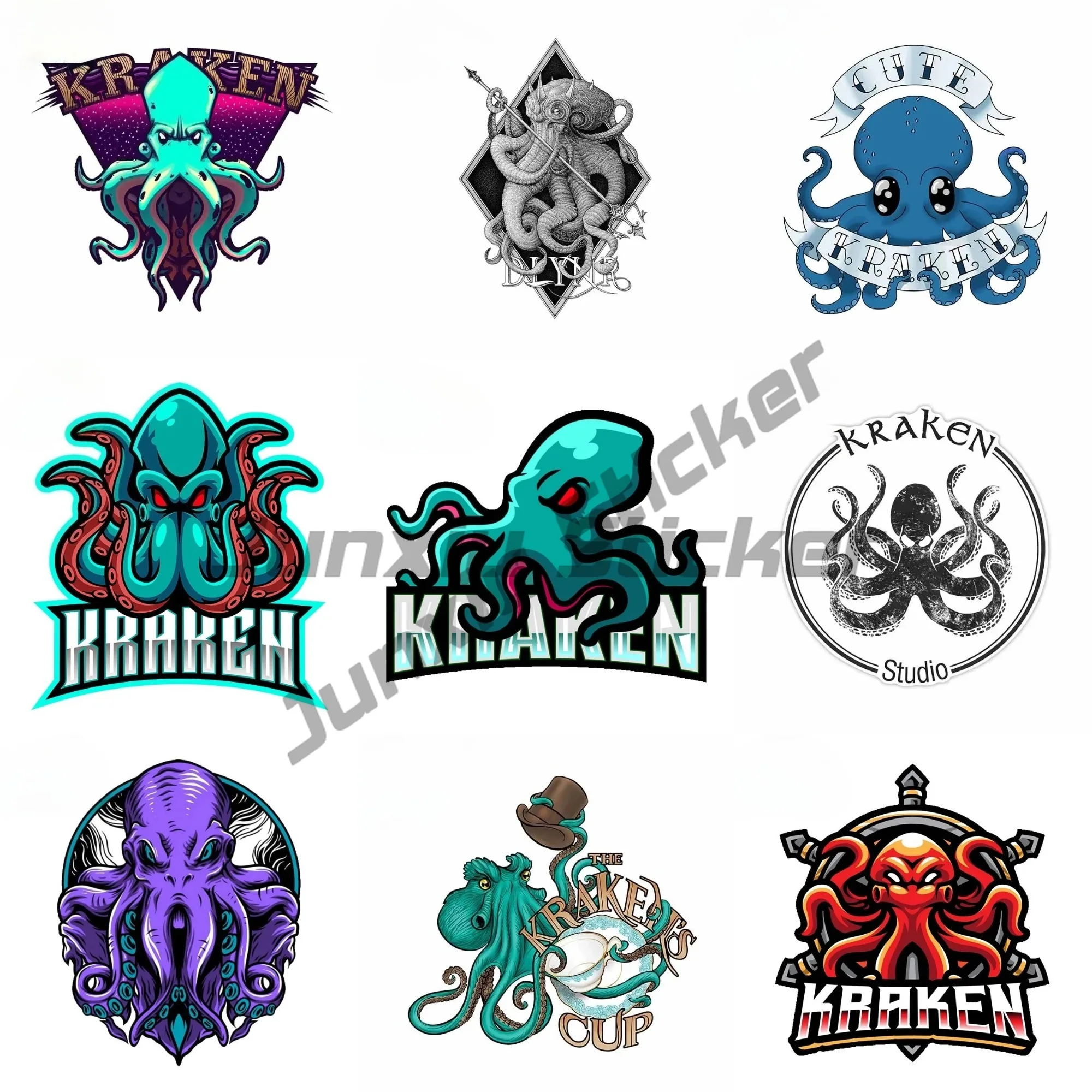 

For Kraken Norwegian Refrigerator Waterproof RV Car Stickers Octopus Cartoon Decal for Bumper Surfboard