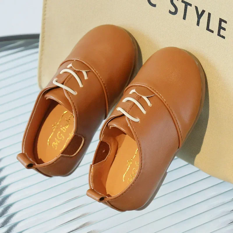 New British Girls' Shoes Comfort Classic Kid Shoes Fashion Trendy Boys Leather Shoe Autumn Versatile Flat Shoe Туфли Для Девочки