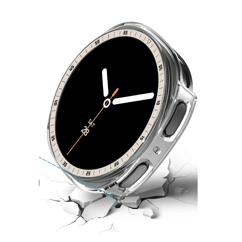 Schutzring-Hülle für Samsung Galaxy Watch 8 44mm 40mm, Hartplastik-Stoßfänger mit Skalenmuster, Schutzhülle für Galaxy Watch 8