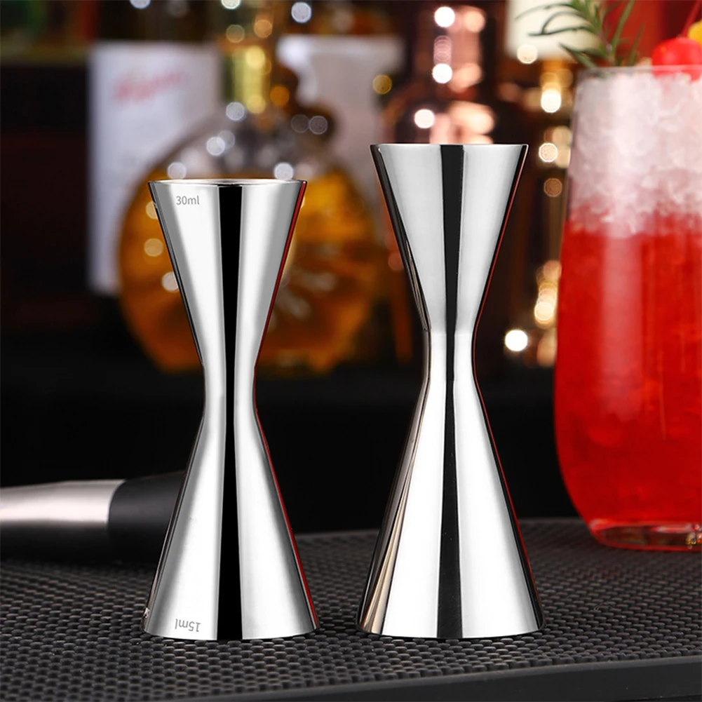 Stainless Steel Cocktail Jigger, Medição dupla cabeça, ferramenta Home Bar Party Club, 30 45ml, 1 2oz