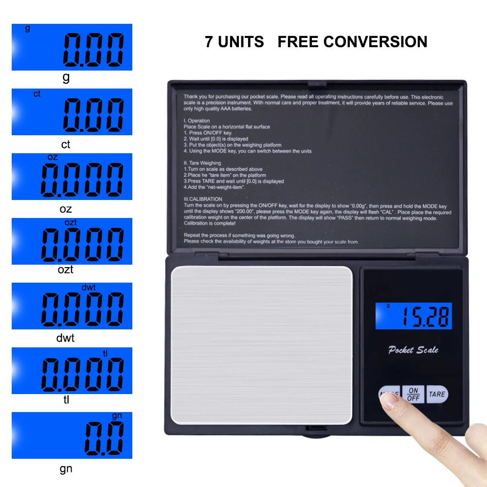 LCD Digital Pocket Scale Jewelry Gold Gram Balance Weight Scale  500g / 0.1g