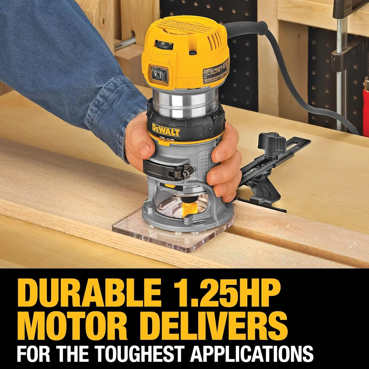 DEWALT Router, Fixed Base, 1-1/4 HP, 11-Amp, Variable Speed Trigger, Corded (DWP611)