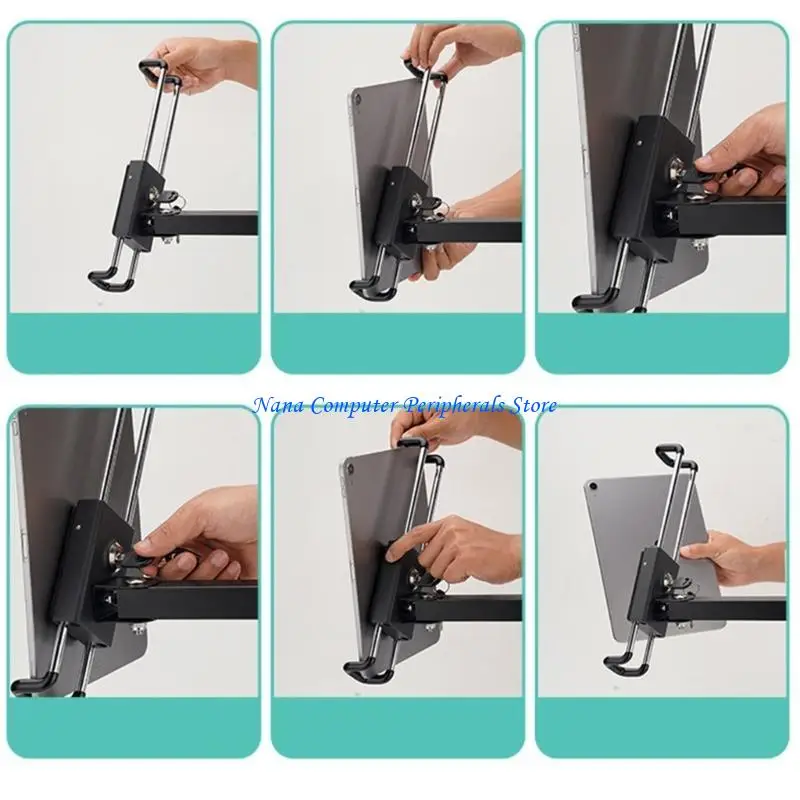 F68C Kitchen Cabinet Tablet Holder Wall Mount Desktop Stand Aluminum Metal Adjustable Tablet Bracket Cooking Table Counter