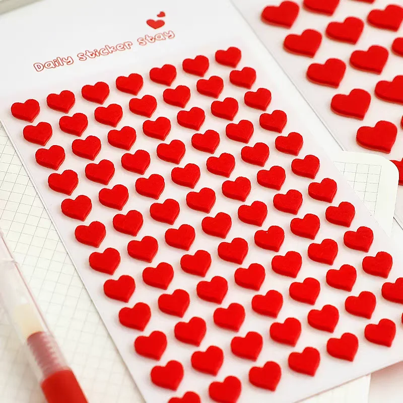 

Korean BONITO Red Hearts Love 2 in 1 Nonwoven Stickers Scrapbooking Diy Journal Diary Stationery Sticker Wedding Decor School